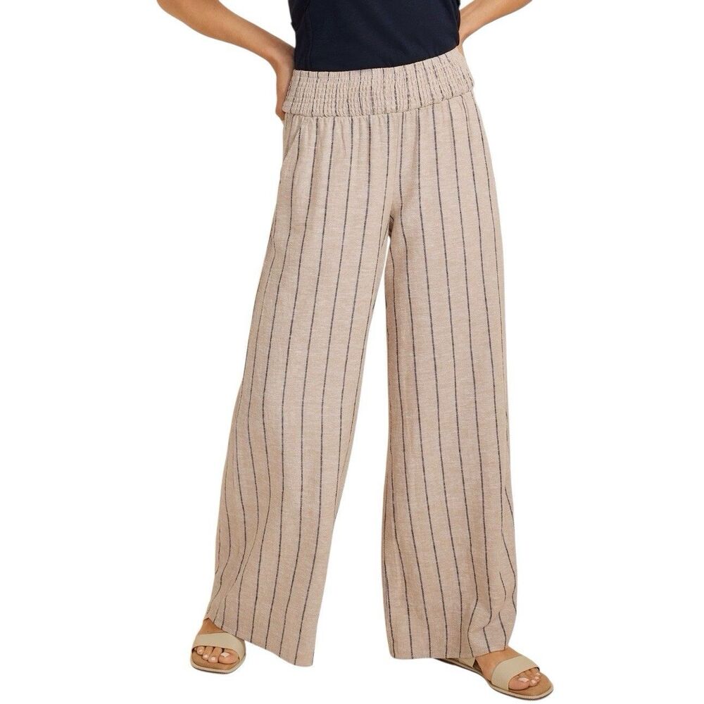 Maurices Beige Wide-Leg Pinstripe Pants